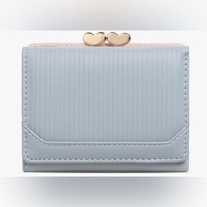 Chic Light Blue Women's Wallet with Gold Accents